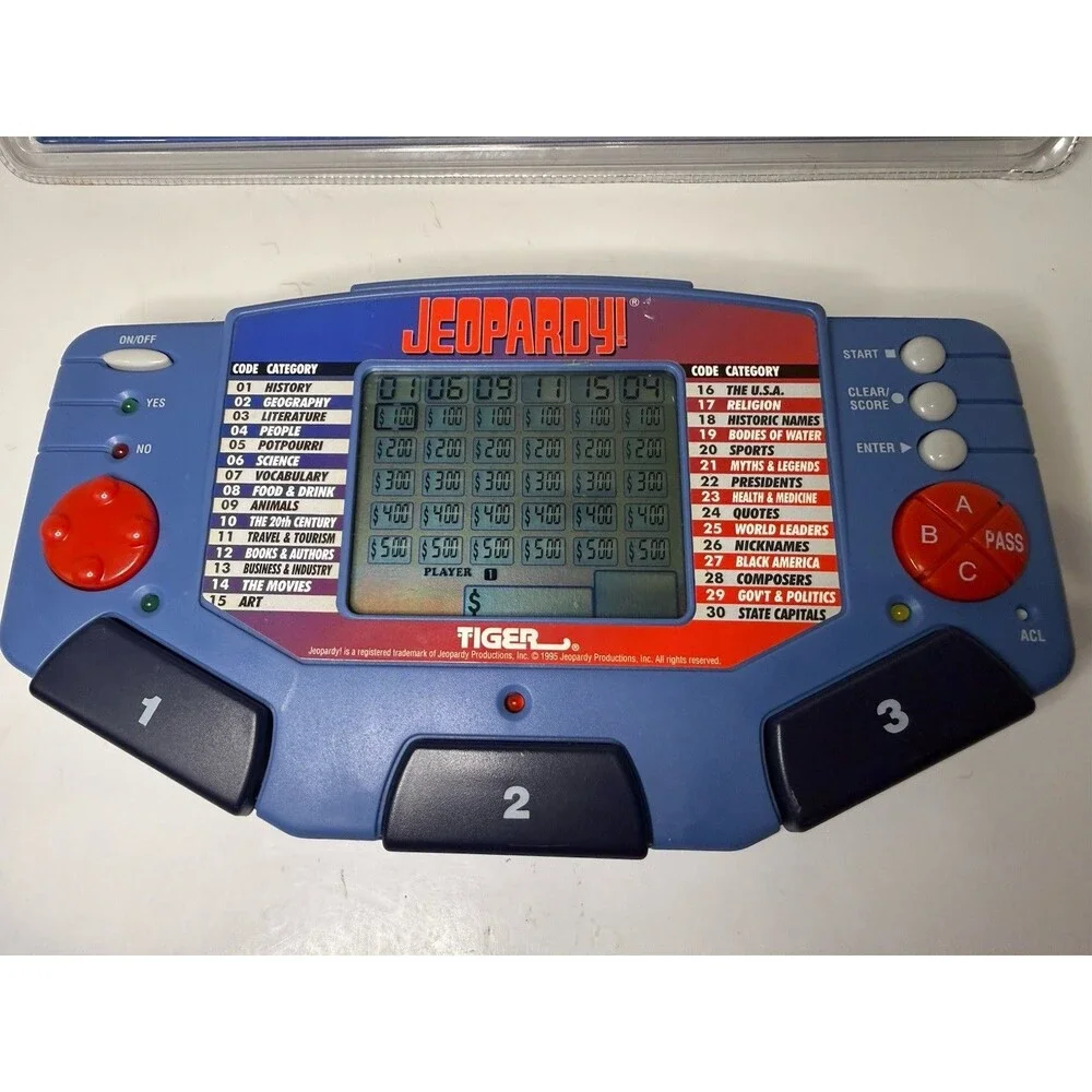 Tiger Electronics Jeopardy Handheld Electronic Game 1995 Tested Cartridge Book
